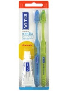 Vitis Access Cepillo Dental Medio Pack 2 Unidades + Vitis Pasta Dental 15 ml