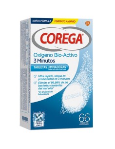 Corega Oxígeno Bio-Activo 3 Minutos 66 Tabletas Limpiadoras